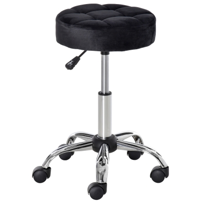 HOMCOM Salonkruk, in hoogte verstelbaar, met fluweelachtige bekleding, Ø35 x 49-61 cm, Zwart