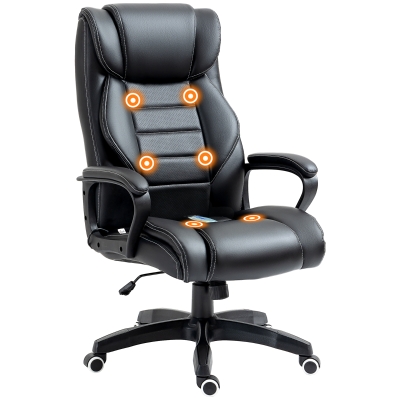 Vinsetto High Back Executive Office Chair 6- Point Vibration Massage Extra Padded Swivel Ergonomic Tilt Desk Seat, Black