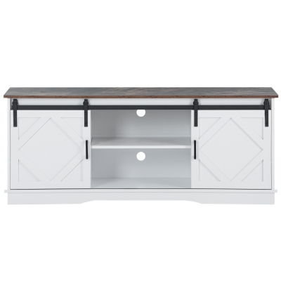 Mobilier TV stil Country Modern, Alb+Maro