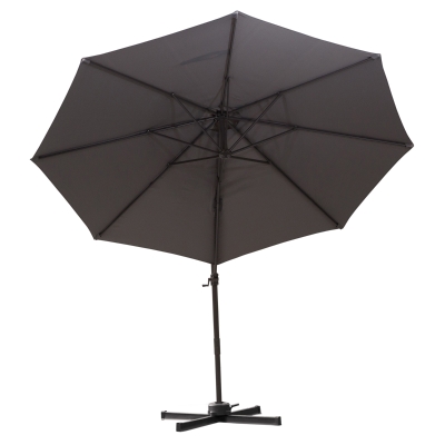 Outsunny 3(m) Offset Parasol Cantilever Hanging Umbrella 360° Rotation w/ Base Dark Grey