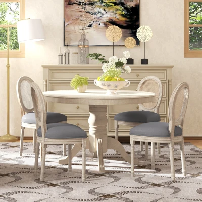 HOMCOM Chaises Salle Manger Bois Style Louis XVI x4
