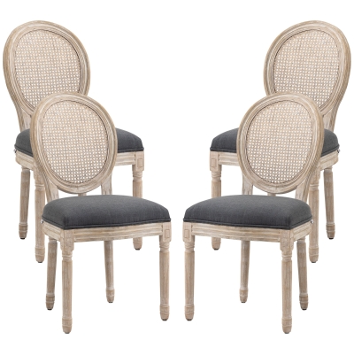 HOMCOM Chaises Salle Manger Bois Style Louis XVI x4