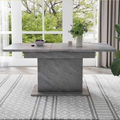 Mesa de Comedor Extensible de Estilo Moderno con Estantes Diseño Multifuncional en Laminado y Metal Gris