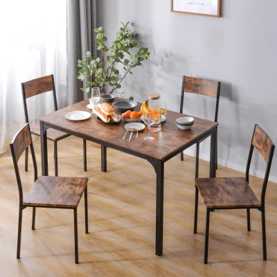 Juego de Comedor Vintage con Mesa y 4 Sillas para Comedor y Sala de Estar Diseño Ahorra Espacio 108x65x75 cm Marrón Rústico