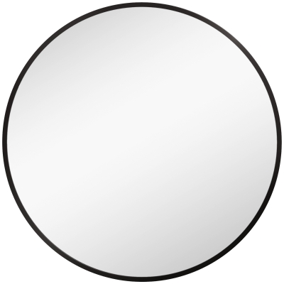 HOMCOM Lustro Łazienkowe, Nowoczesny Design, Rama z Aluminium, 60x60x3 cm, Czarne