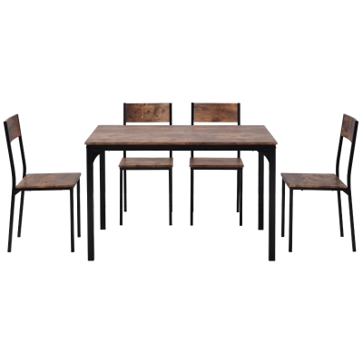 Juego de Comedor Vintage con Mesa y 4 Sillas para Comedor y Sala de Estar Diseño Ahorra Espacio 108x65x75 cm Marrón Rústico