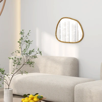 HOMCOM Wandspiegel Decoratieve Spiegel, Vintage-Design, 80 x 2,1 x 60 cm, Massief Hout, Natuur
