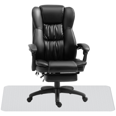 Vinsetto Conjunto para Escritório Inclui 1 Cadeira com 6 Pontos de Massagem 68,5x68,5x113-121 cm e 1 Tapete Protetor Preto e Transparente