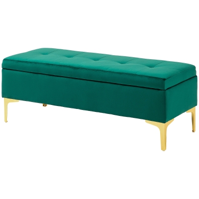 HOMCOM Zitbank met Opbergruimte, Draagvermogen tot 120kg, 120x44x44,5cm, Groen
