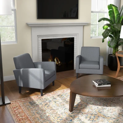 HOMCOM Modern Armchairs Upholstered Grey Rubber Wood