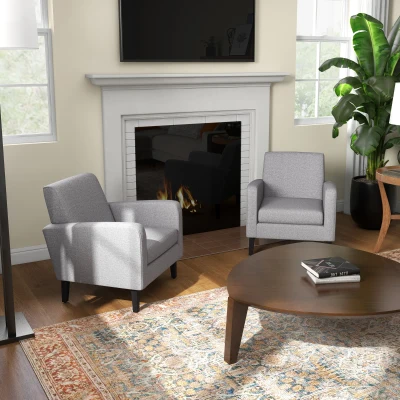 HOMCOM Modern Armchairs Upholstered Light Grey 2 Pieces