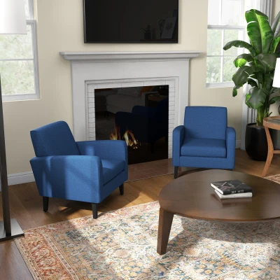 HOMCOM Modern Armchairs Upholstered Blue 2 Pieces