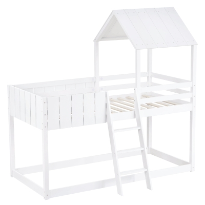 Wooden Mid Sleeper Beds with Treehouse Canopy, White