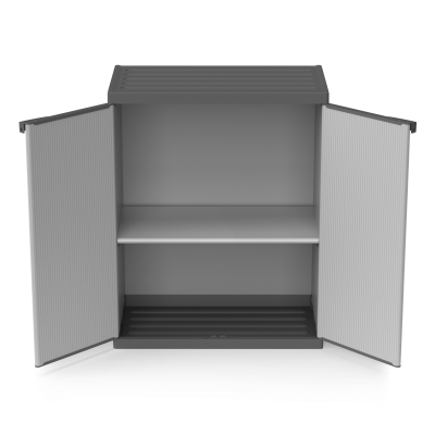 MONGARDI Armadio Basso in Resina con Ripiani 2 Ante, (Interno/Esterno) 68x40x85