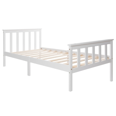 3ft Wooden Small Single Bed with Headboard and Footboard, White