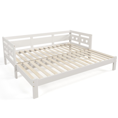Heart-Shaped Wooden Daybed with Pull-Out Trundle, White