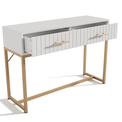 Modern Dressing Table with 2 Drawers, White