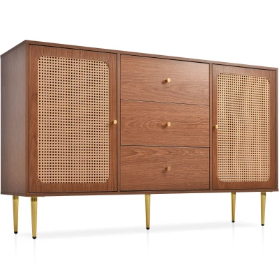 Modern Sideboard Cabinet with Adjustable Shelf, Walnut