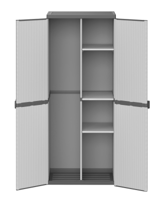 MONGARDI Armadio Portascope in Resina 2 Ante, Ripiani Regolabili (Interno/Esterno)  68x40x165