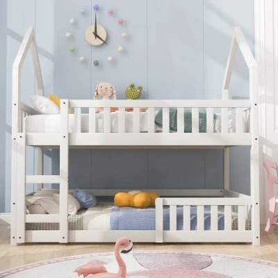 Castle-Shaped Bunk Bed for Kids, White