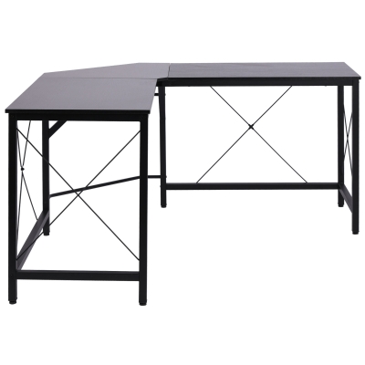 HOMCOM Computertafel L-vormig hoekbureau MDF naturel / zwart hoekbureau