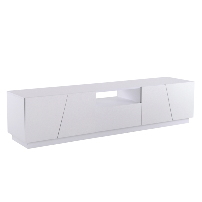 Meuble TV moderne de 170 cm style patchwork diagonal, Blanc