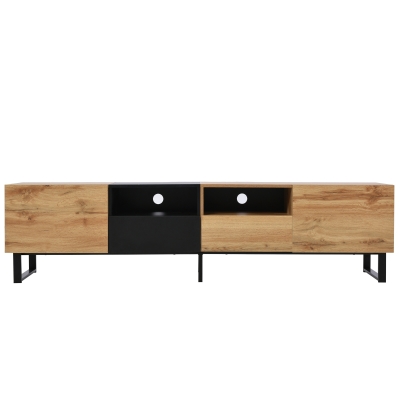 Meuble TV moderne au design robuste et scandinave, Bois Naturel
