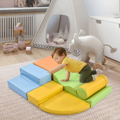 Ensemble de 6 grands blocs de construction pour jouer et grimper avec échelle et toboggan pour enfants d'âge préscolaire et bébés, Coloré