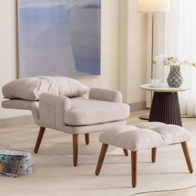 Fauteuil lounge avec repose-pieds, Blanc