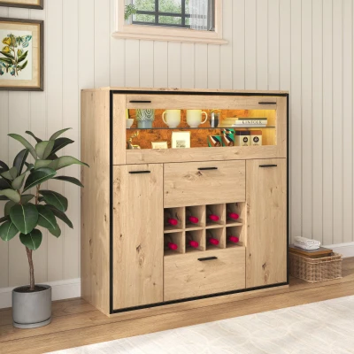 Crédence Élégante avec Double Portes, Bois naturel