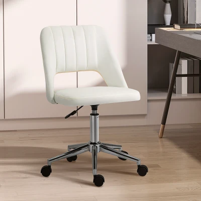 Vinsetto kantoorstoel draaistoel bureaustoel in hoogte verstelbaar 360° draaibaar schelpvorm met naadlijn design schuimstof fluweelzacht polyester beige 49 x 54 x 79-91 cm