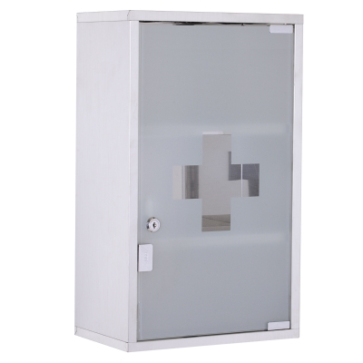 HOMCOM Medicijnkastje medicijnkastje EHBO met slot RVS 30 x 18 x 50 cm