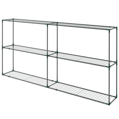 Outsunny Drielaagse Bloemenstandaard, Plantenrek voor Kassen, Schuren, Garages, 222x30x114 cm, Donkergroen