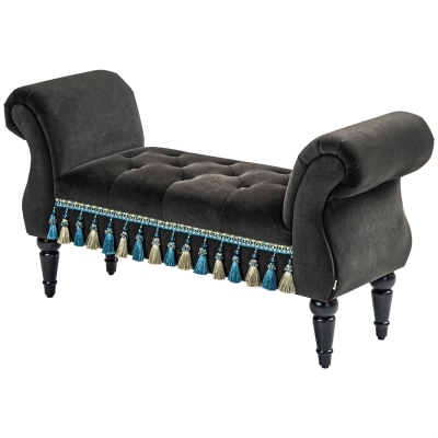 HOMCOM Gestoffeerde Bank, Zitbank, Vintage Ontwerp, tot 150 kg, 117x40x58 cm, Donkergrijs