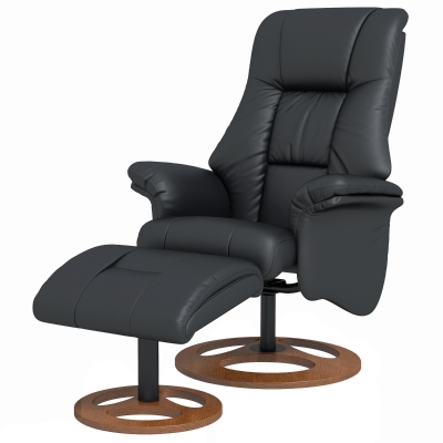 HOMCOM Relaxstoel met ottoman, verstelbare rugleuning, 77 cm x 89 cm x 110 cm, zwart