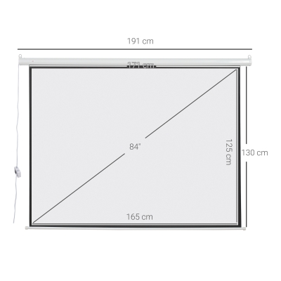 HOMCOM Beamerscherm met Afstandsbediening, 84 Inch, 4:3 formaat, 171x130 cm, Wit