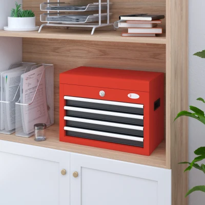 DURHAND Gereedschapskist Gereedschapstrolley, inclusief slot, 2 sleutels, 45 cm x 24,5 cm x 32,5 cm, Rood