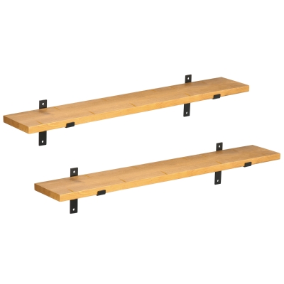 HOMCOM 2er-Set Regale, Bücherregal, Holzregal, Massivholz, Natur +  Schwarz