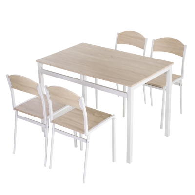 HOMCOM eettafelset, tafelgroep 5-delig eetset, eetkamergarnituurset, zitgroep