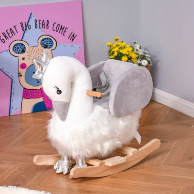 HOMCOM Cavallo a dondolo 60cm x 33cm x 59cm Bianco, Grigio