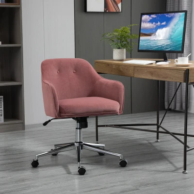 Vinsetto bureaustoel met schommelfunctie hoofdsteun kantoor aan huis kantoorstoel in hoogte verstelbare bureaustoel ergonomisch 360° zwenkwielen fluweelzacht polyester nylon rood 61 x 59 x 80,5-90,5 cm