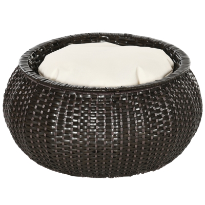 PawHut Katzenkorb inkl. Kissen und verstecktem Stauraum, Katzenbett, Haustierbett. PE-Rattan, Dunkelbraun + Creme