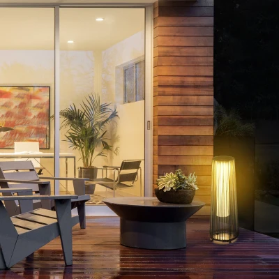 Outsunny Lampadaire Jardin LED Résine Chocolat Ø21,5x61cm