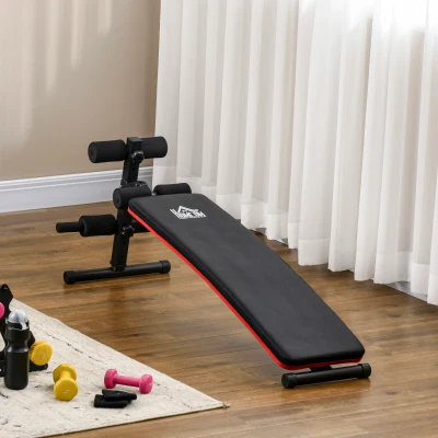 HOMCOM Banc de musculation pliable banc abdominaux hauteur réglable 5 positions dim. 139L x 47l x 51-69 cm rouge noir