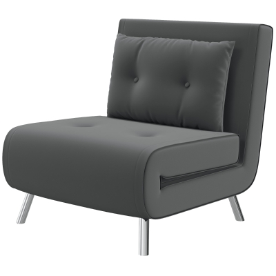 HOMCOM Ligstoel Stoel met Ligfunctie Slaapstoel, Knoopdetail, Linnenlook, 77 cm x 88 cm x 83 cm, Donkergrijs