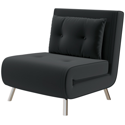 HOMCOM Ligstoel Stoel met Ligfunctie Slaapstoel, Knoophechting, fluweeloptiek, 77 cm x 88 cm x 83 cm, Zwart