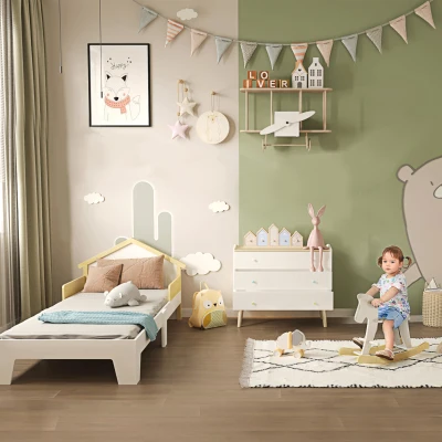 HOMCOM Cavallo a Dondolo per Bambini Classico in Legno Bianco