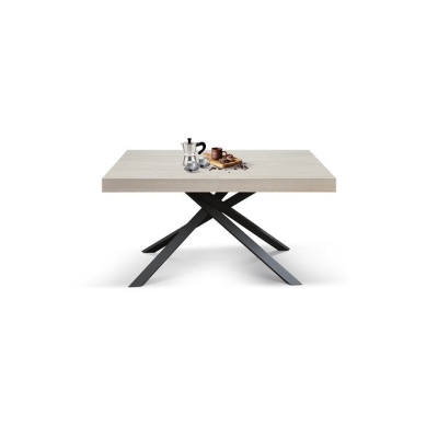 PAZZO DESIGN Tavolo Allungabile con Gambe Incrociate, Made in Italy, 160 x 90 x 74, Olmo Perla con Gamba Nera
