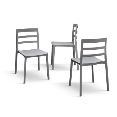 PAZZO DESIGN Sedia Luca set da 4 sedie Grigio in Polipropilene