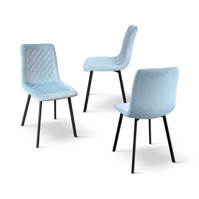 PAZZO DESIGN Sedia Arianna set da 4 sedie azzurra in velluto e gambe in metallo